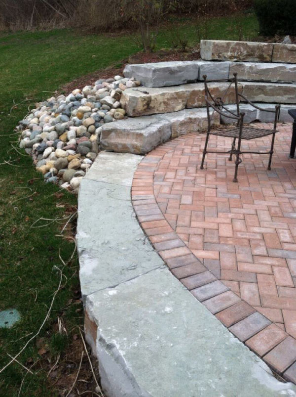 stone ampitheathre retaining wall and brick paver patio 1 stone ampitheathre retaining wall and brick paver patio 1