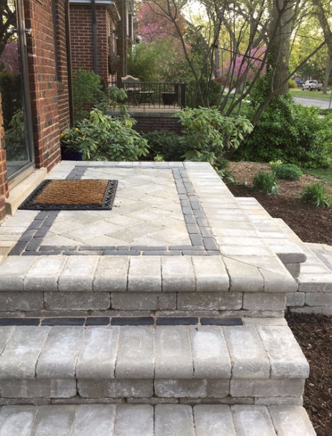 paver porch steps with contrasting brick border paver porch steps with contrasting brick border