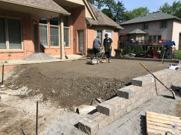 Leveling ground for raised paver patio Leveling ground for raised paver patio