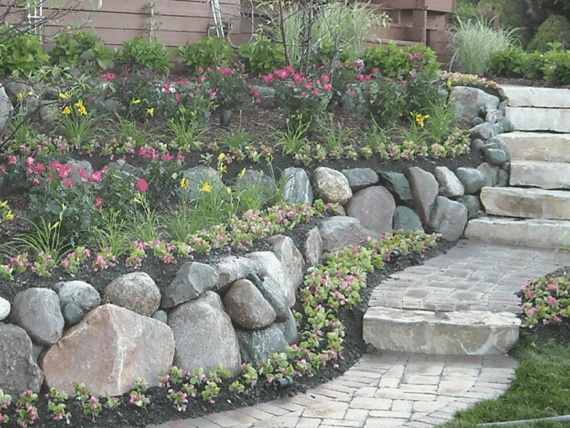 Retaining Wall and Paver Walkway and Steps