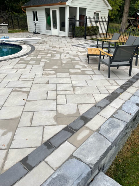 Rochester Hills Michigan Brick Paver Walkway modern michigan pool deck installation contractor