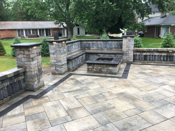 Brick Paver Patio with Bench Seating Brick Paver Patio with Bench Seating