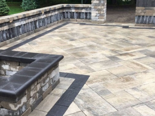 Stone and Brick Paver garden wall and patio