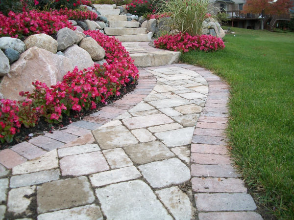 retaining wall, plantings and brick paver installation retaining wall, plantings and brick paver installation